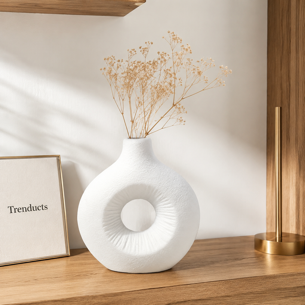 Minimalist Donut White Ceramic Vase