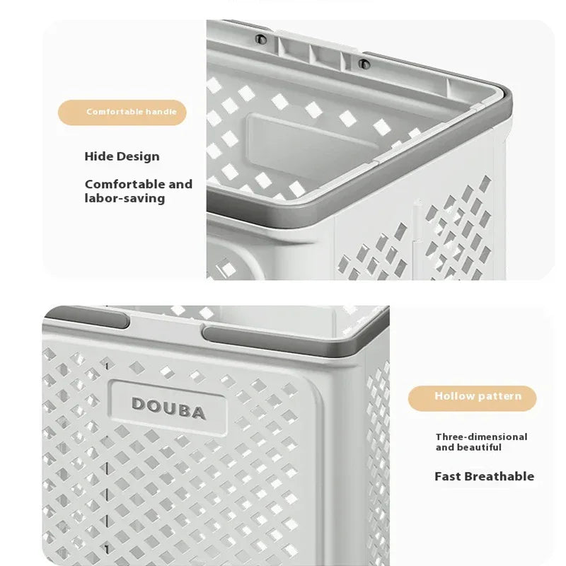 Folding Clothes Storage Basket with Wheels - Clarify.pk