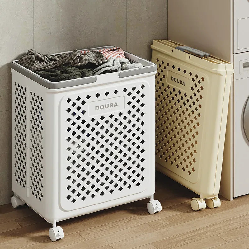 Folding Clothes Storage Basket with Wheels