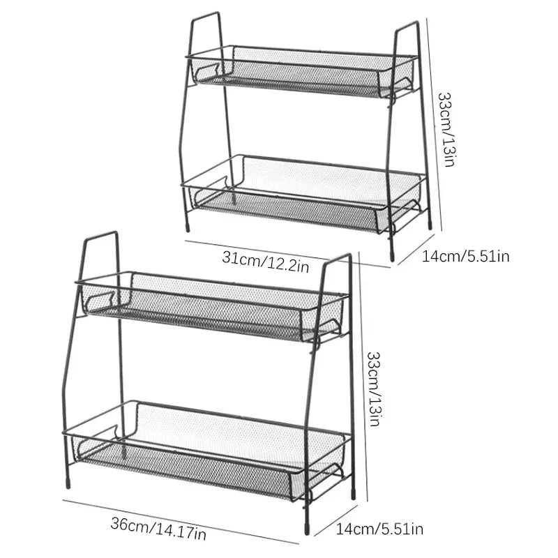 Double Layer Kitchen Storage Rack - Compact & Durable - Clarify.pk