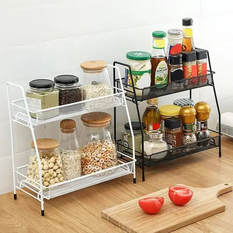 Double Layer Kitchen Storage Rack - Compact & Durable - Clarify.pk