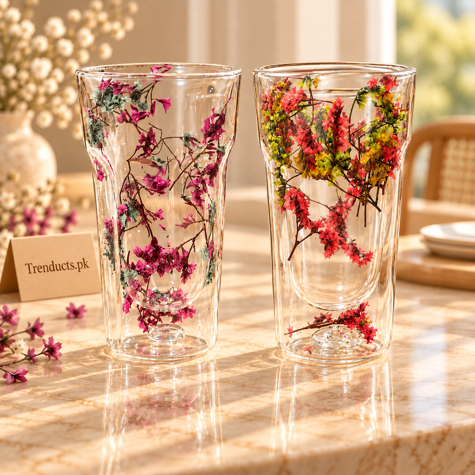 Floral Double-Wall Glass Tumbler Glass
