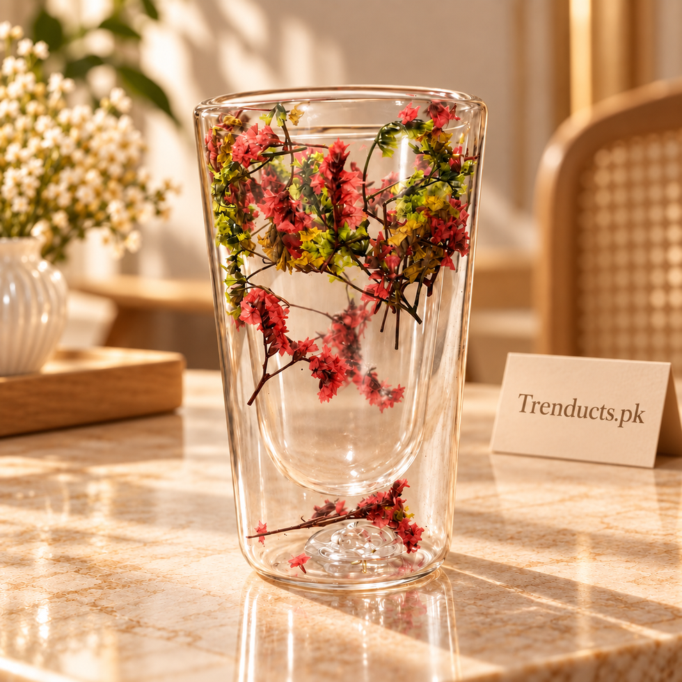 Floral Double-Wall Glass Tumbler Glass