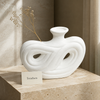 Double-Wave Sculptural White Ceramic Vase