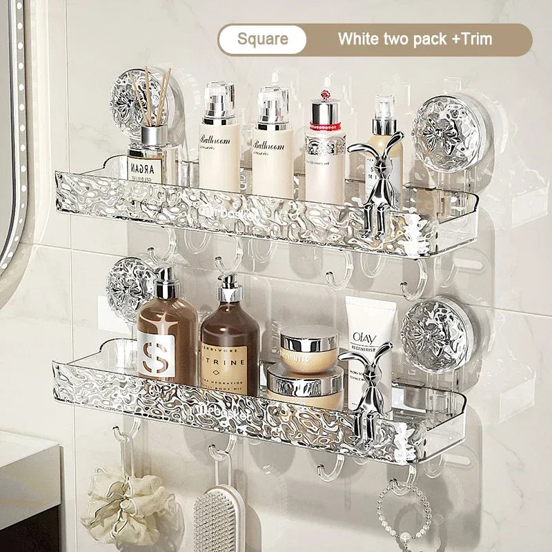 Glacier Pattern Shower Suction Cup Shelf – Bathroom Organizer - Clarify.pk