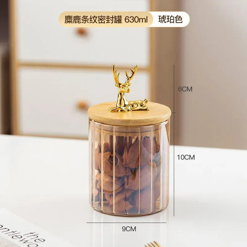 Glass Food Jar with Bamboo Lid - Decorative Storage (Set of 3)