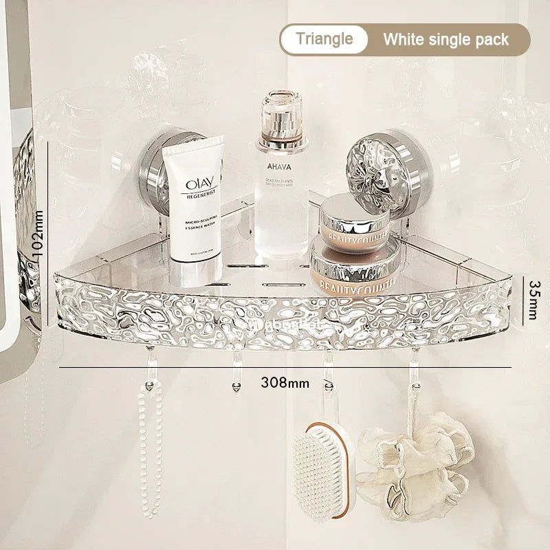 Glacier Pattern Shower Suction Cup Shelf – Bathroom Organizer - Clarify.pk