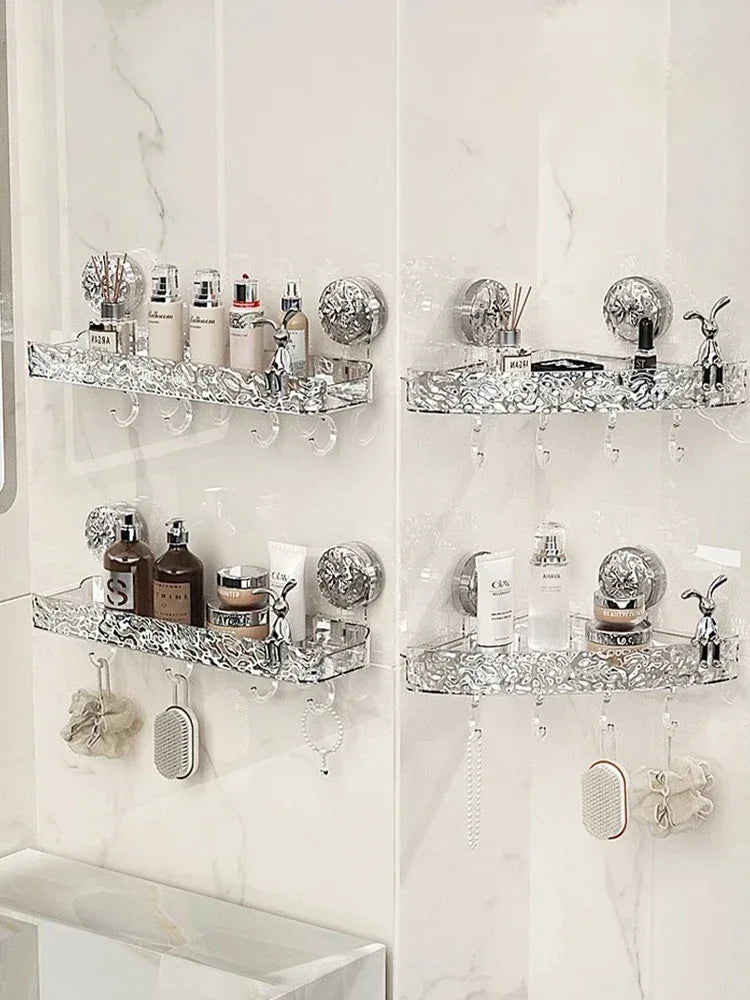 Glacier Pattern Shower Suction Cup Shelf – Bathroom Organizer - Clarify.pk