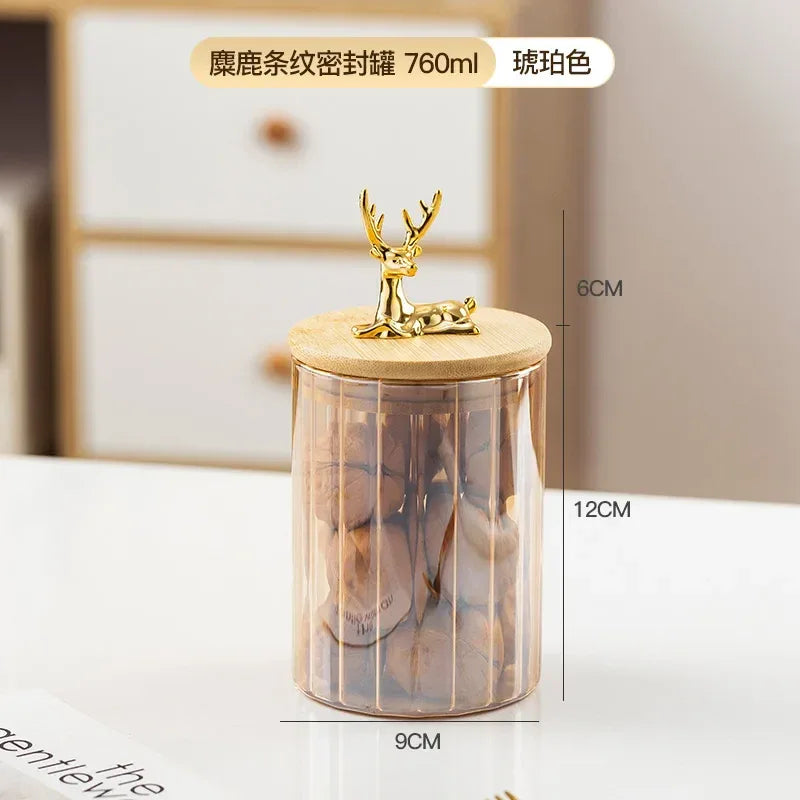 Glass Food Jar with Bamboo Lid - Decorative Storage (Set of 3)