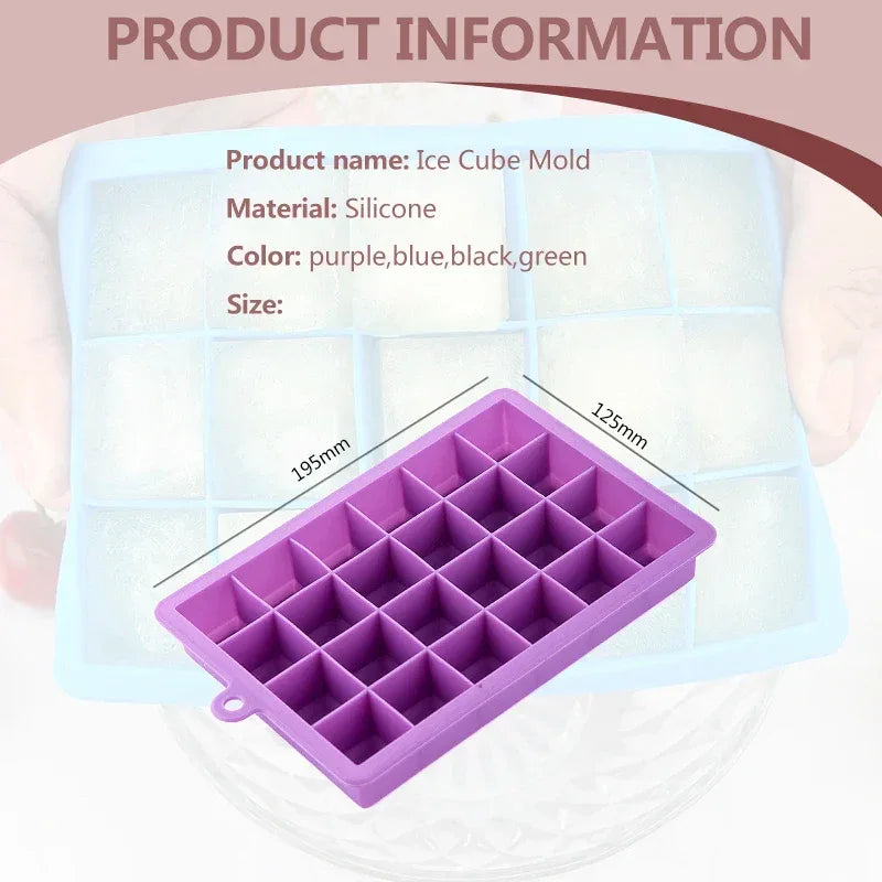 24 Grids Silicone Ice Cube Tray with Lid – Ice Mold for Drinks & Cocktails