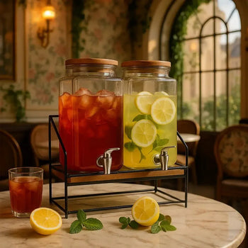 Dual Chamber Beverage Dispenser with Stand - Clarify.pk