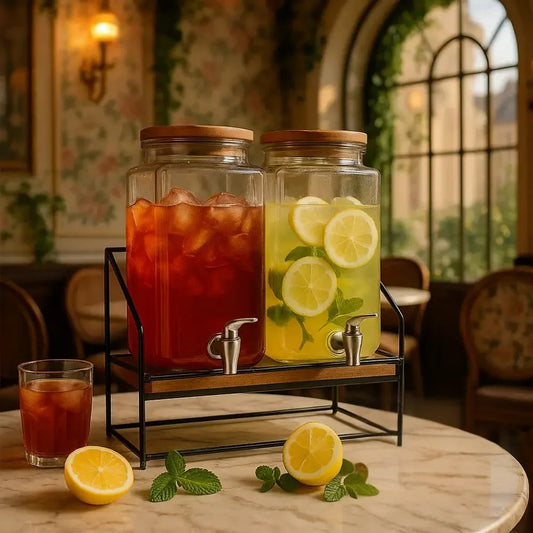 Dual Chamber Beverage Dispenser with Stand - Clarify.pk