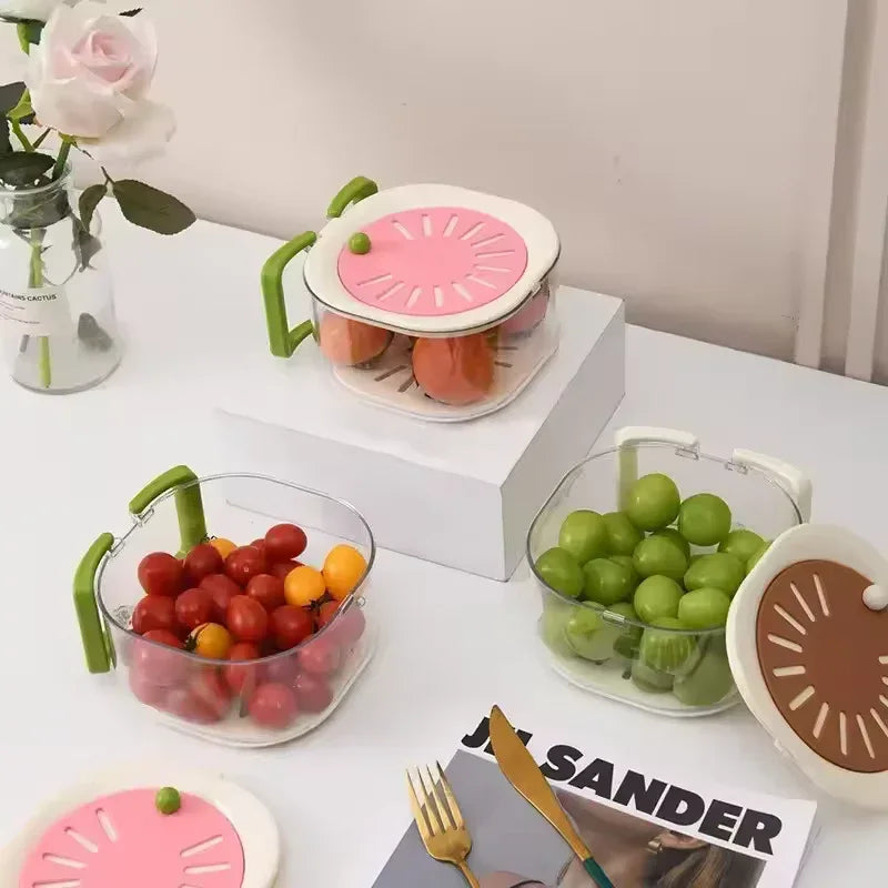 Dust-Proof Fruit Drainer Basket with Stackable Design