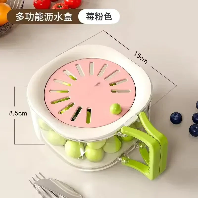 Dust-Proof Fruit Drainer Basket with Stackable Design