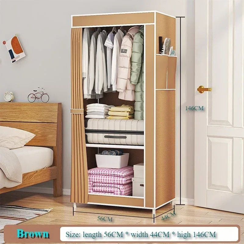 Dustproof Fabric Wardrobe with Shelves - Clarify.pk