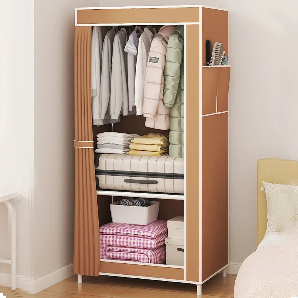 Dustproof Fabric Wardrobe with Shelves - Clarify.pk