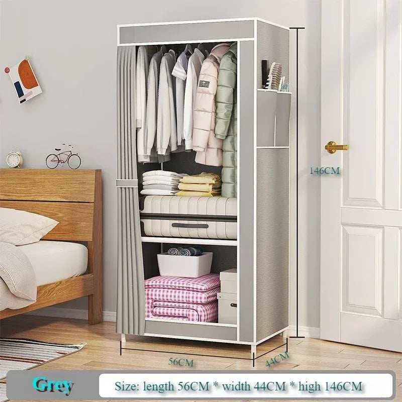 Dustproof Fabric Wardrobe with Shelves - Clarify.pk