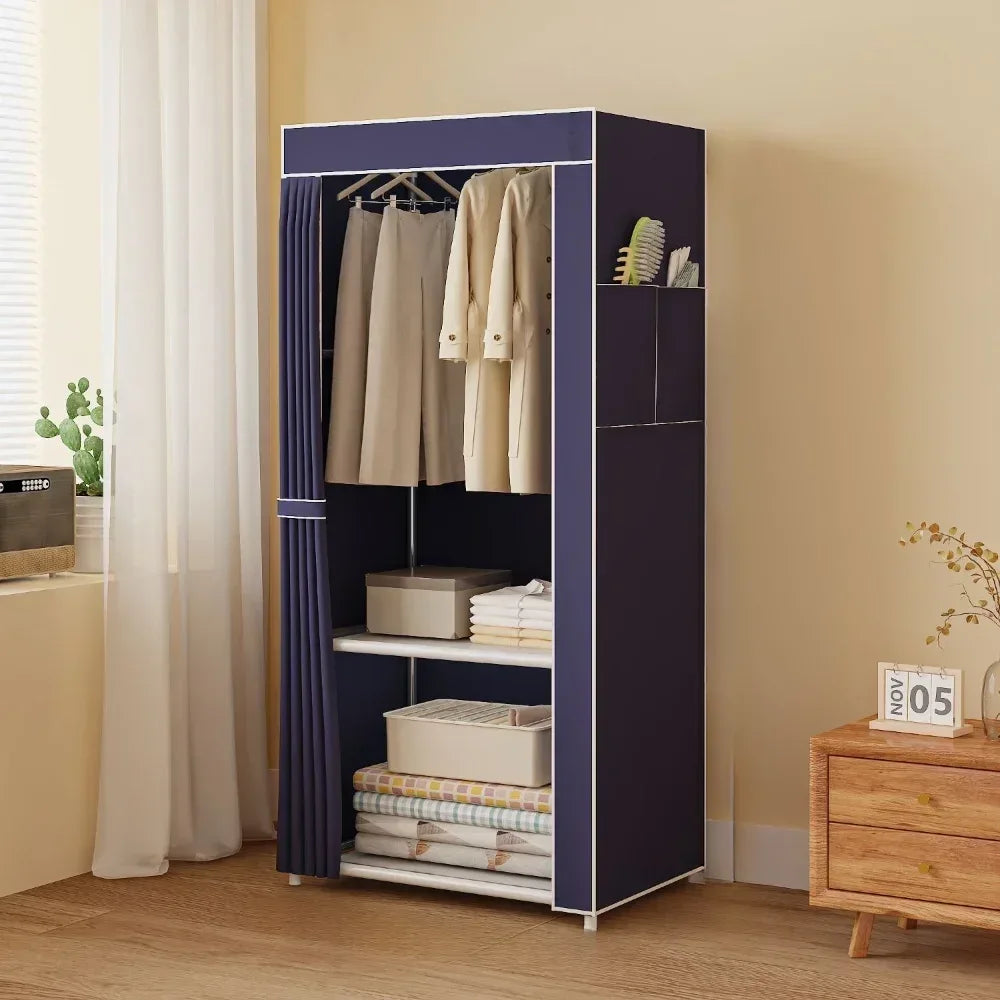 Dustproof Fabric Wardrobe with Shelves - Clarify.pk
