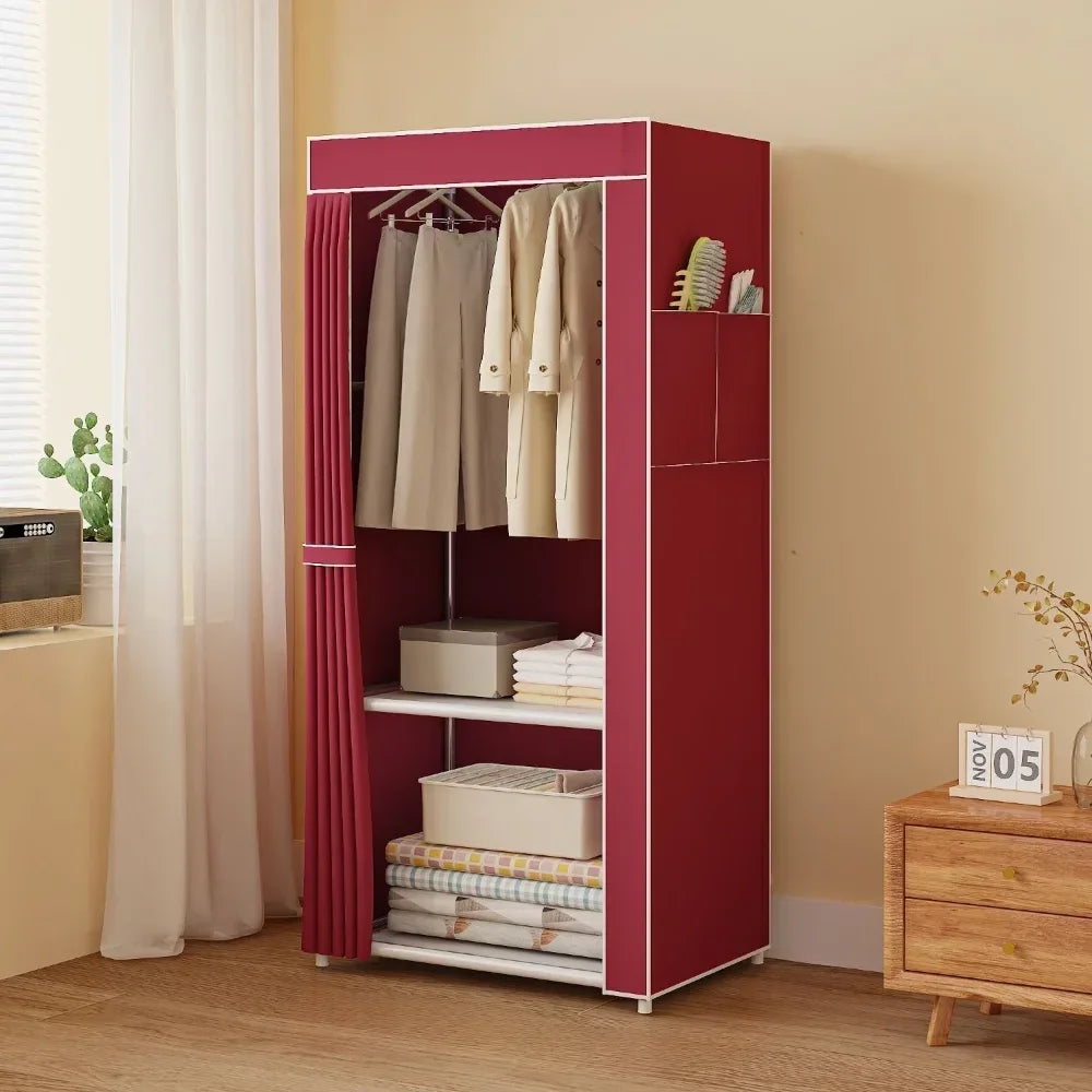 Dustproof Fabric Wardrobe with Shelves - Clarify.pk