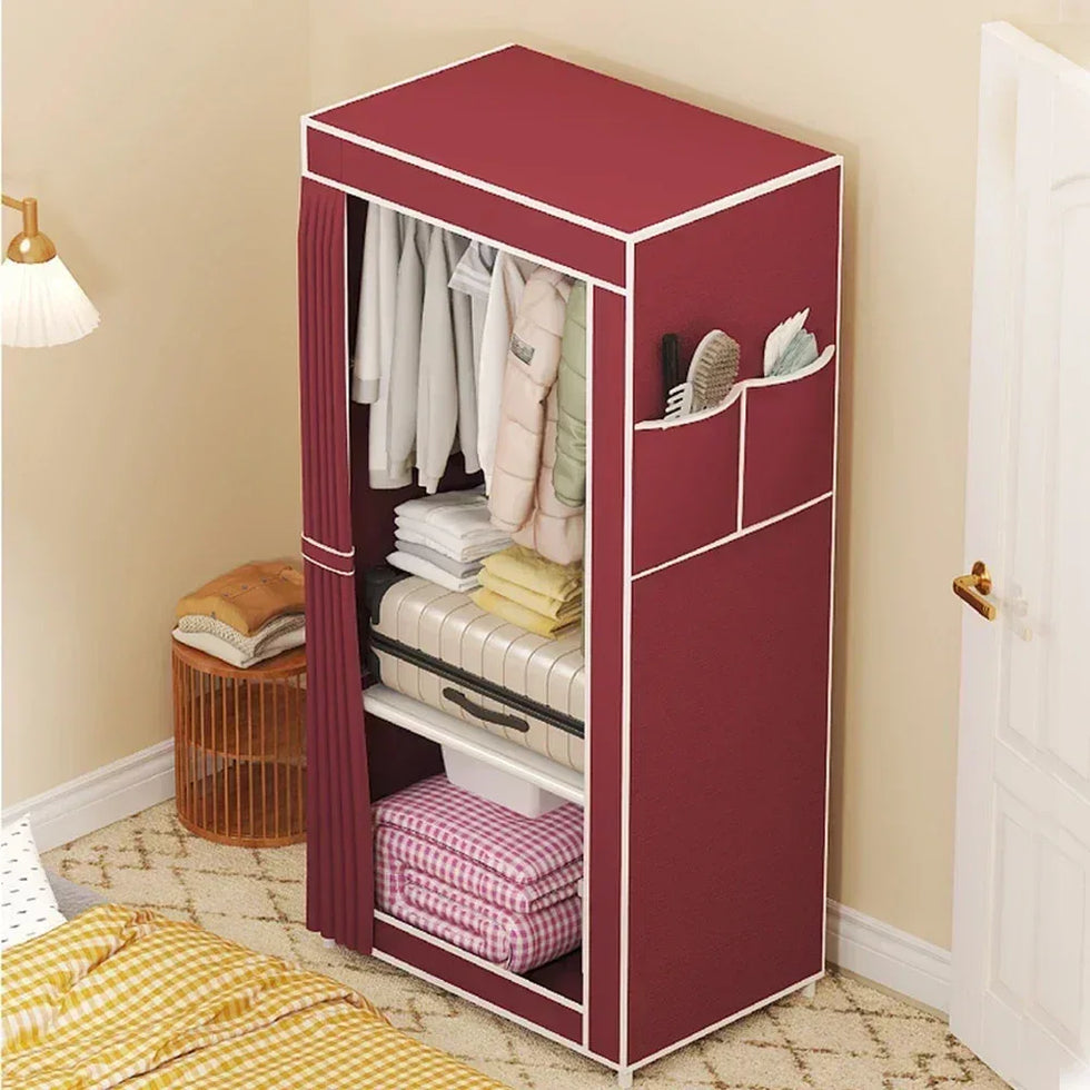 Dustproof Fabric Wardrobe with Shelves - Clarify.pk