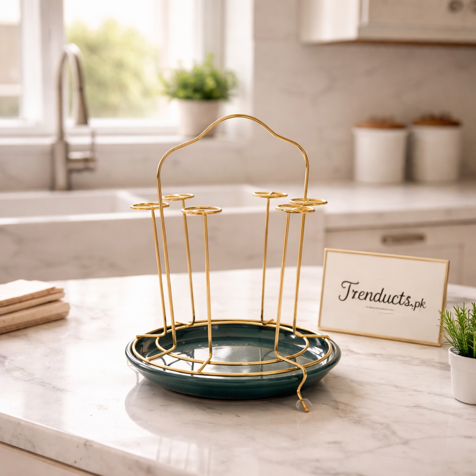 Emerald & Gold Imperial Glass Holder – Luxury Drying & Display Station