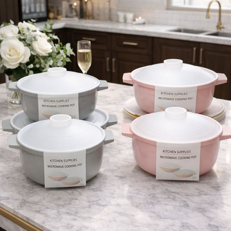 2-Piece Microwave-Safe Serving Bowl Set with Lids IT