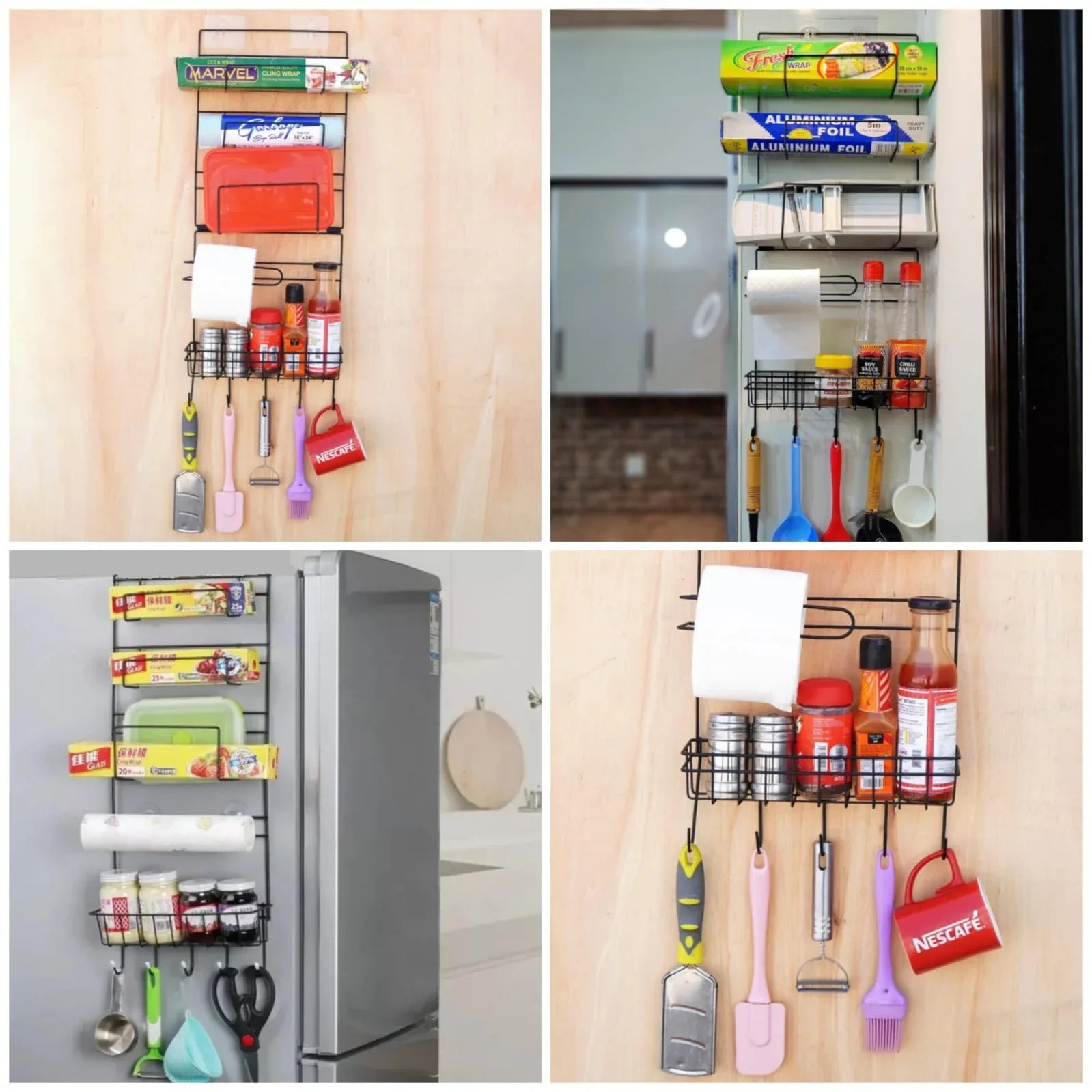 Wall-Mounted Kitchen Organizer Rack – Multi-Layer Storage - Clarify.pk