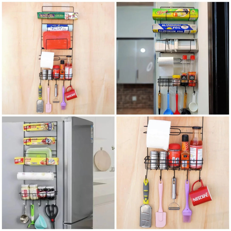 Wall-Mounted Kitchen Organizer Rack – Multi-Layer Storage
