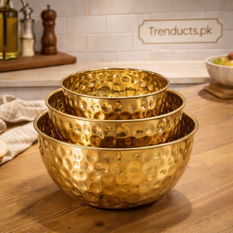 Stainless steel golden serving bowl for dining and kitchen use