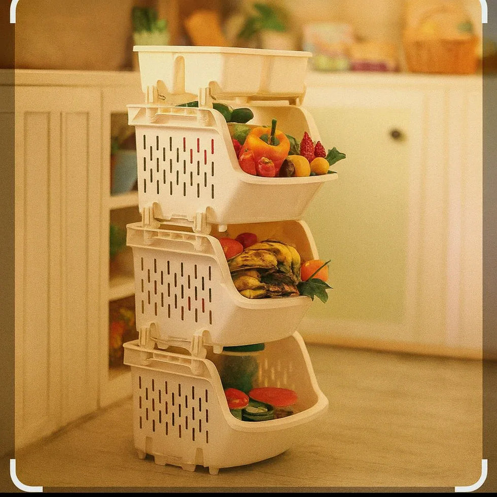 3 Layer Fruit Basket – Kitchen Storage Rack - Clarify.pk
