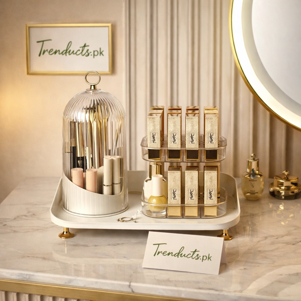 Rotating Luxury Cosmetic Organizer – 360° Vanity Station