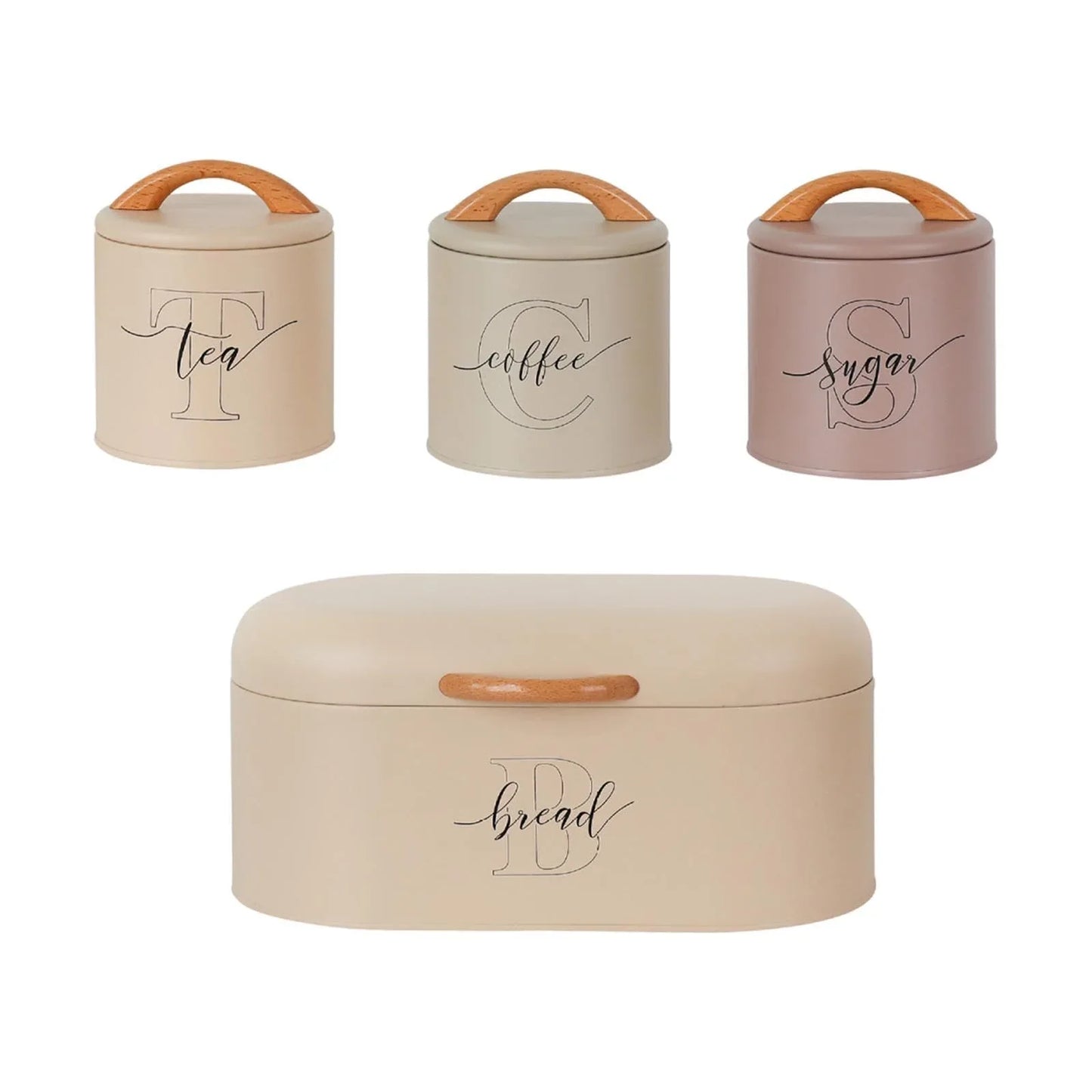 Luxury Kitchen Storage Canister Set with Wooden Lids - Clarify.pk