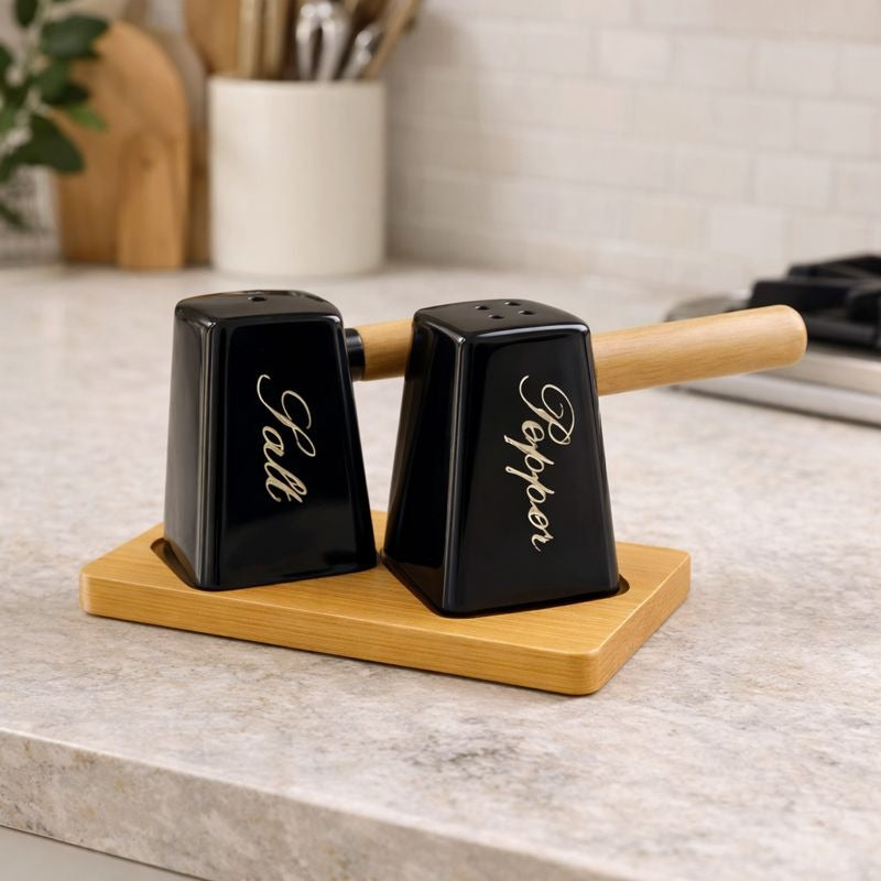Hammered Texture Salt & Pepper Set – Elegant Tabletop Seasoning Shakers MJ