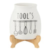 White Ceramic Utensil Holder for Kitchen Counter - Clarify.pk