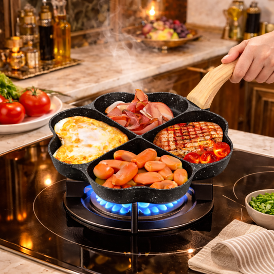 Premium 4-Hole Heart-Shaped Frying Pan – Nonstick Breakfast Station SRL