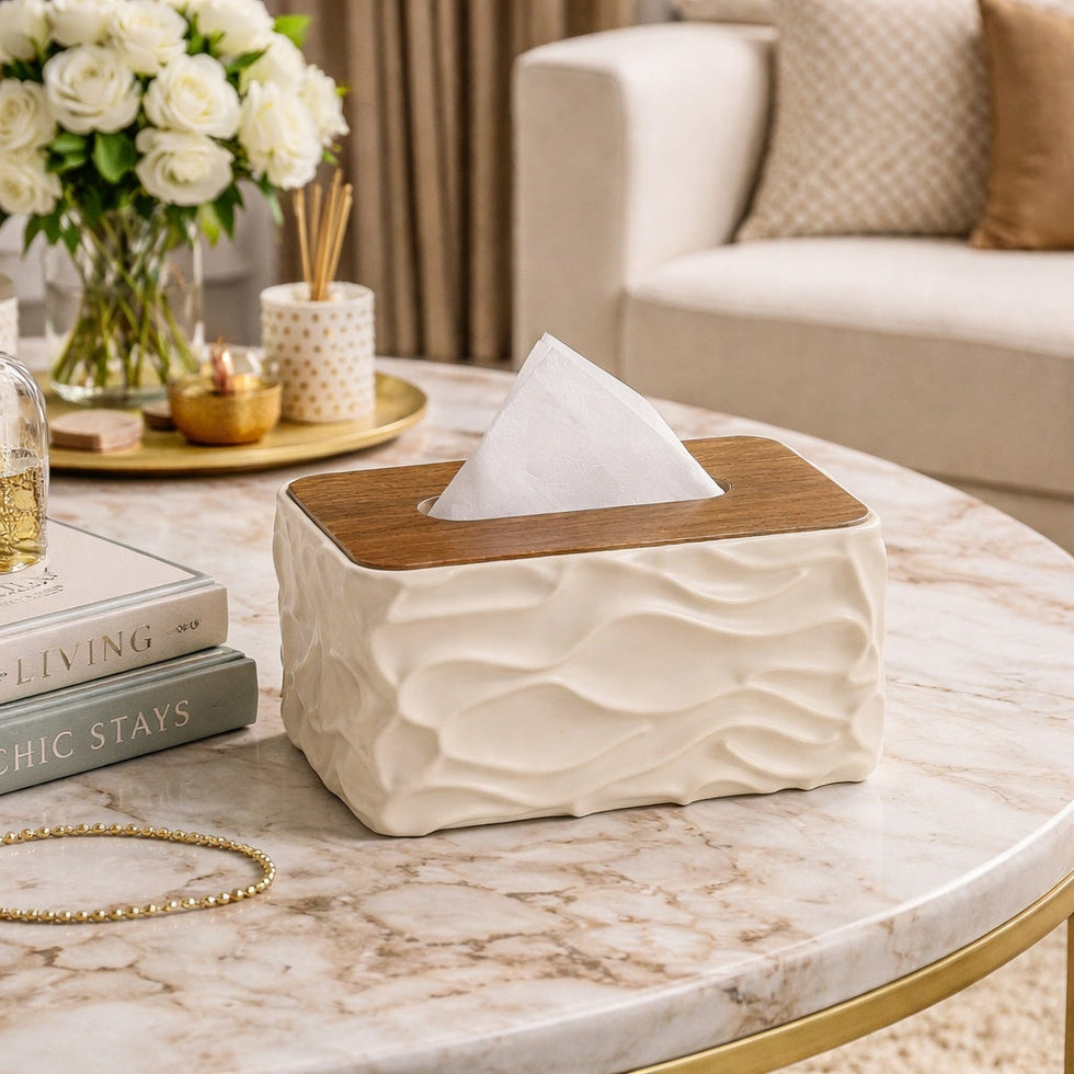 Ocean Wave Tissue Box – Ripple-Textured Luxury Edition