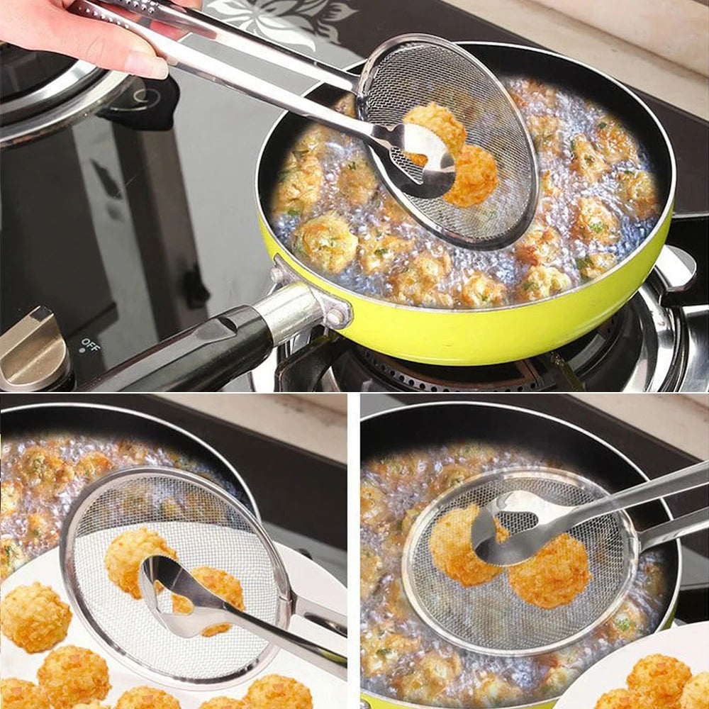 2-in-1 Frying Tong Strainer – Precision Oil Drainage Tool NC