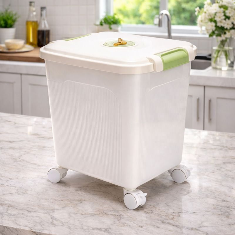 20kg Airtight Rice Storage Bucket with Wheels