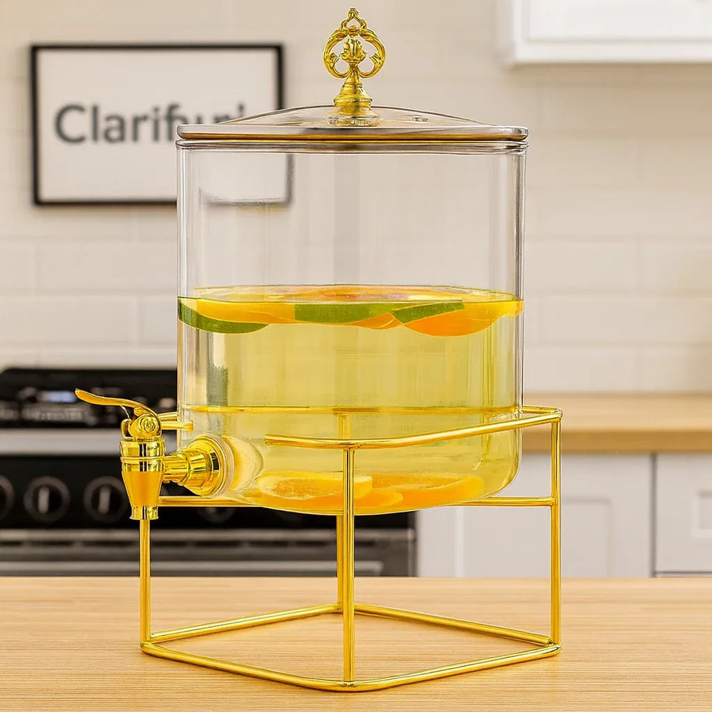 Water dispenser glass merterial iron stand 3.5litre - Clarify.pk