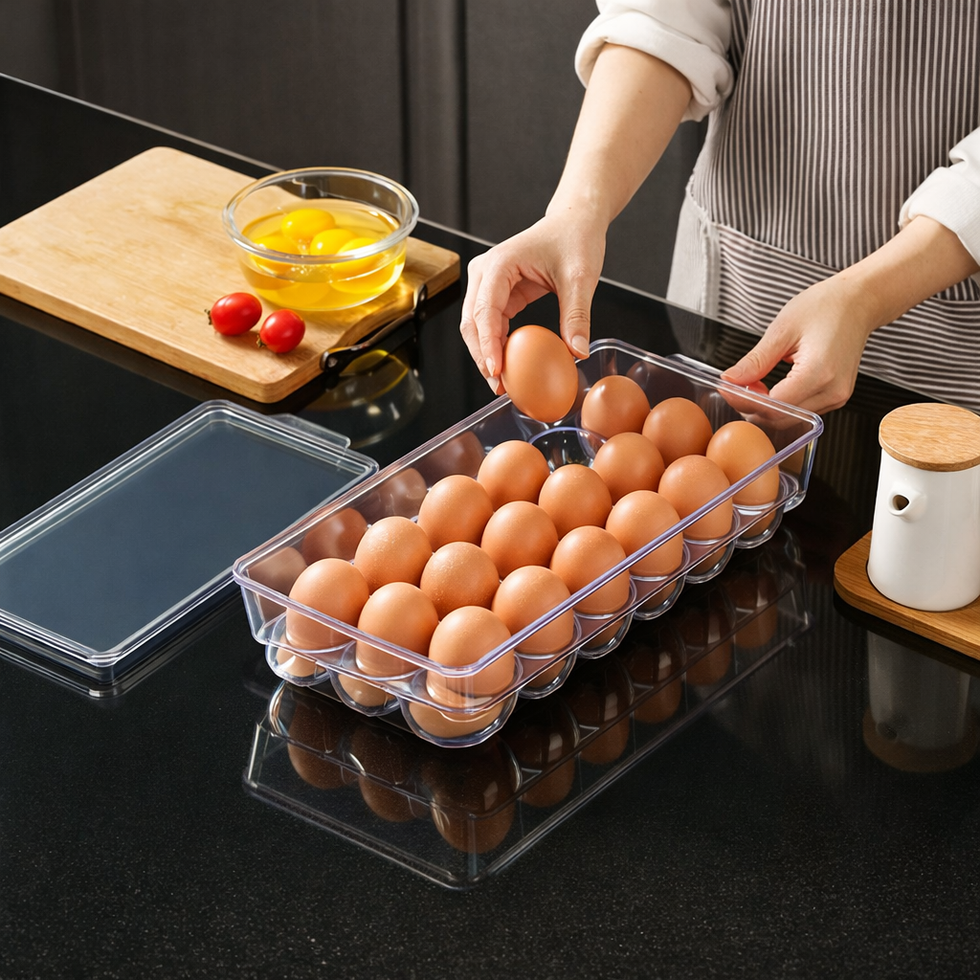 Acrylic Egg Holder – Transparent Refrigerator Organizer