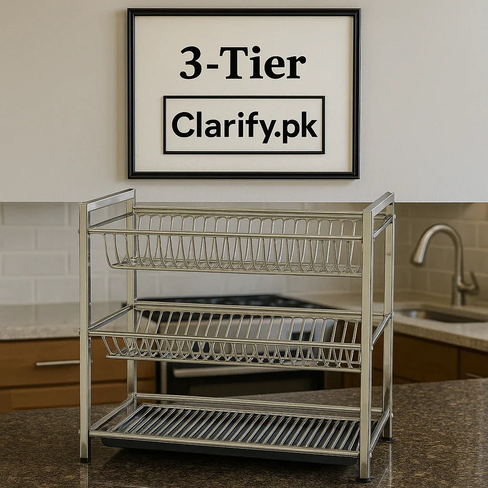 Pure Stainless Steel Dish & Plate Rack – Square Style - Clarify.pk