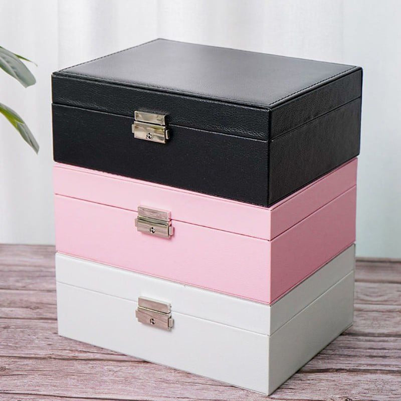 Ragzeen Luxury Jewelry Storage Box - Large Multi-Layer Organizer with Lock (Random Color) - Trenducts.pk