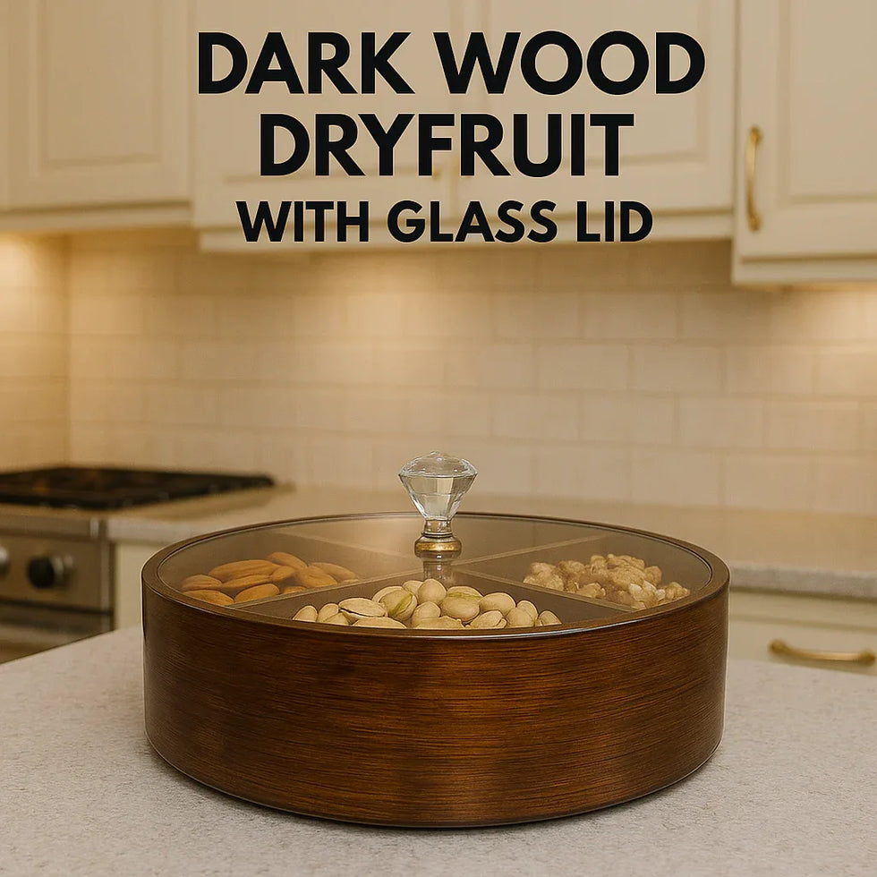 Premium Wooden Dry Fruit Box with Glass Lid - Clarify.pk