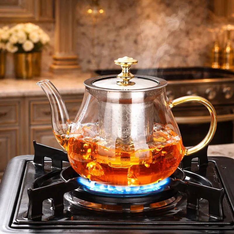 Premium Glass Tea Kettle with Stainless Steel Infuser - Clarify.pk