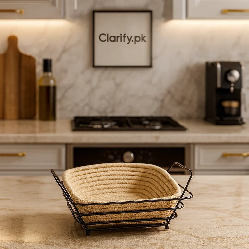 Modern Square Roti Serving Basket – Heat-Resistant Rope & Metal Frame - Clarify.pk