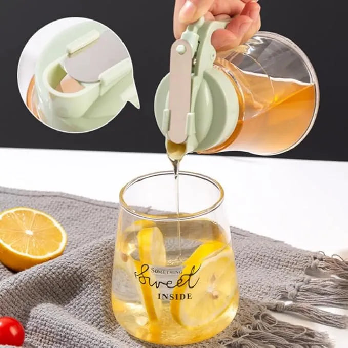 Honey Dispenser No Drip - Easy Squeeze Syrup Dispenser Bottle for Efficient Serving, Ideal Honey Squeeze Jar for Kitchen & Coffee Bar, Mess-Free Solution
