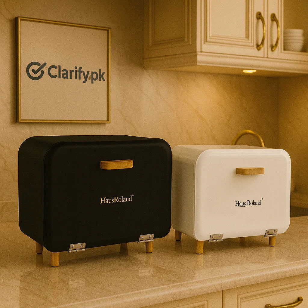 Bread Box with Wooden Legs – Modern Kitchen Storage - Clarify.pk