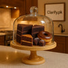 Luxury Wooden Cake Stand With Glass Dome – Premium Serving Display - Clarify.pk