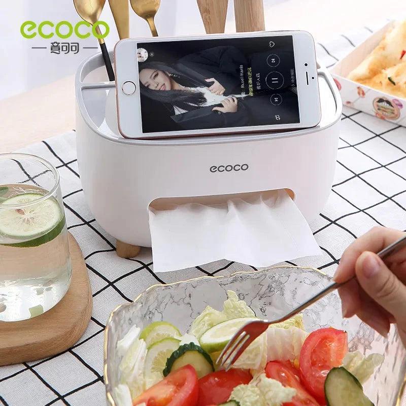 Ecoco Tissue Box Holder with Organizer Tray - Clarify.pk