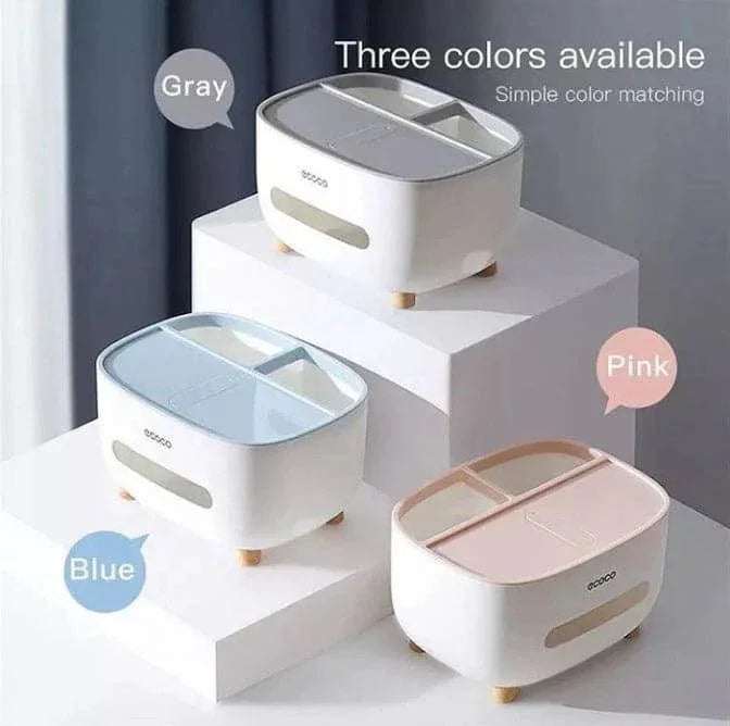 Ecoco Tissue Box Holder with Organizer Tray